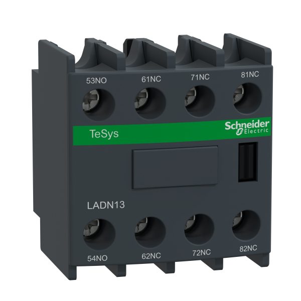 شنايدر LADN13 تيسيس | كتلة اتصال مساعدة، TeSys D، 1NO + 3NC، تركيب أمامي، أطراف لولبية