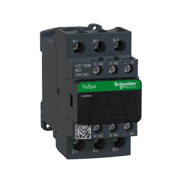 Schneider LC1D38BD Contactor | TeSys D - 3P(3 NO) - AC-3 - <= 440 V 38 A - 24 V DC standard coil
