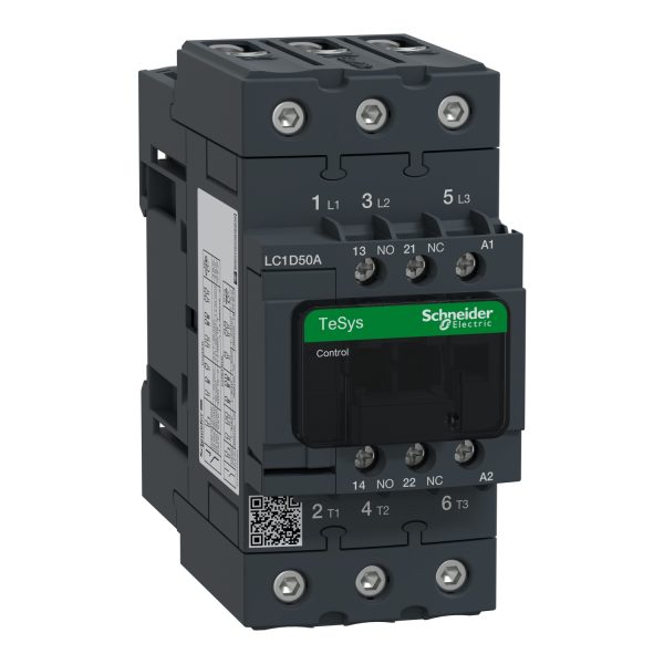 Schneider LC1D50AB7 Contactor | TeSys D- 3P(3 NO) - AC-3 - <= 440 V 50 A - 24 V AC 50/60 Hz coil