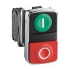 شنايدر XB4BL73415 | زر ضغط برأسين، معدني، Ø22، 1 أخضر متدرج يحمل علامة I + 1 بارز أحمر يحمل علامة O، 1 NO + 1 NC